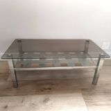 Smoked glass coffee table with vintage chrome legs