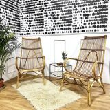 Paire fauteuils en rotin vintage