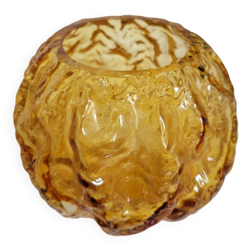 Textured glass ball vase 1970