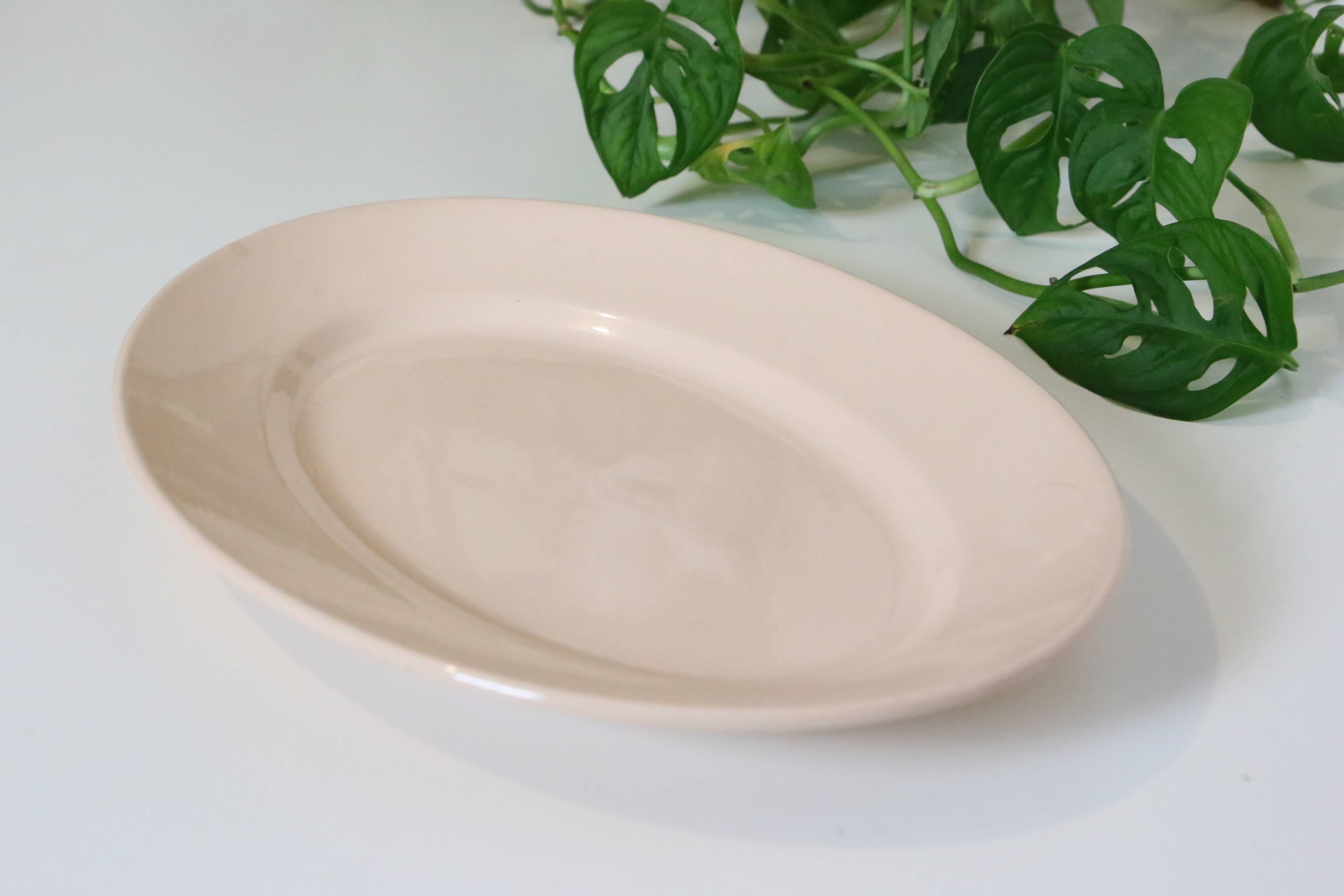 Oval dish in pink ceramic, art deco, 1930, digoin, french manufacture