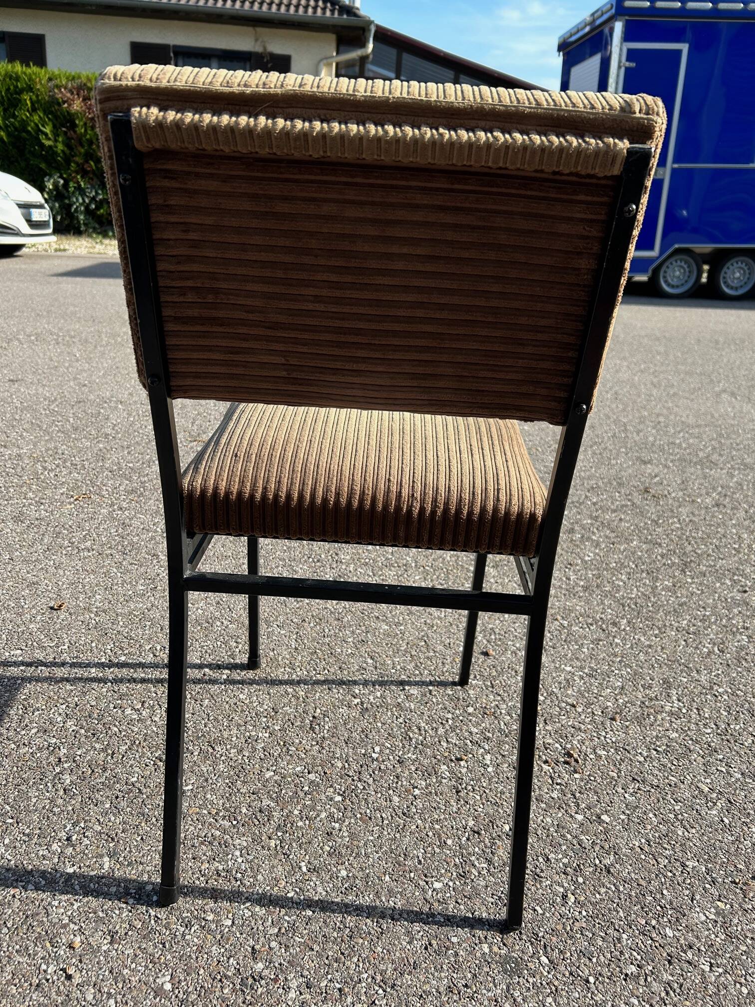 Vintage metal and velvet chair 1950