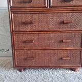 Vintage rattan chest of drawers circa 1960s