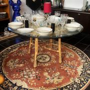 Dining table in rattan, wicker and glass 1960