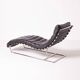 Oviedo mid-century vintage style chaise longue in dark brown leather and chrome