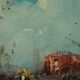 Oil painting on faesite landscape signed "DE BONI" 60s with frame