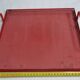 Presentation tray in red lacquered perforated metal, 80s