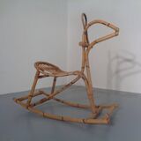 Large Bamboo Rocking Horse by Dirk van Sliedregt for Rohé Noordwolde, 1950s