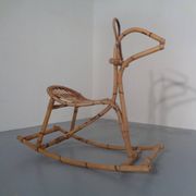 Large Bamboo Rocking Horse by Dirk van Sliedregt for Rohé Noordwolde, 1950s