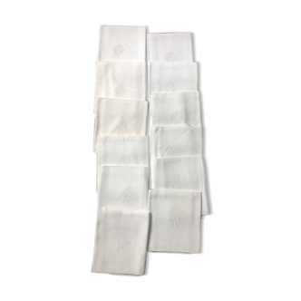 12 damask cotton towels monogram R L