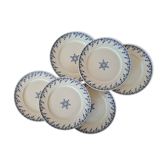 Set of 6 old flat plates in iron earth model Moustiers of the French manufacture of Sarreguemines