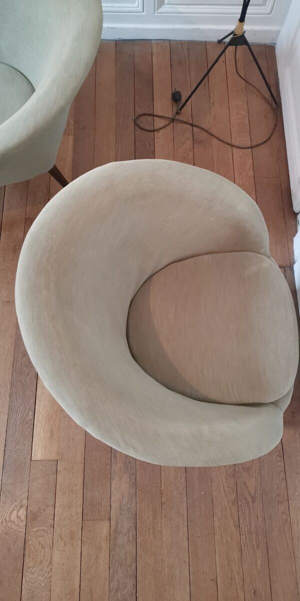 Canapé sofa coquillage rond 2 places gris