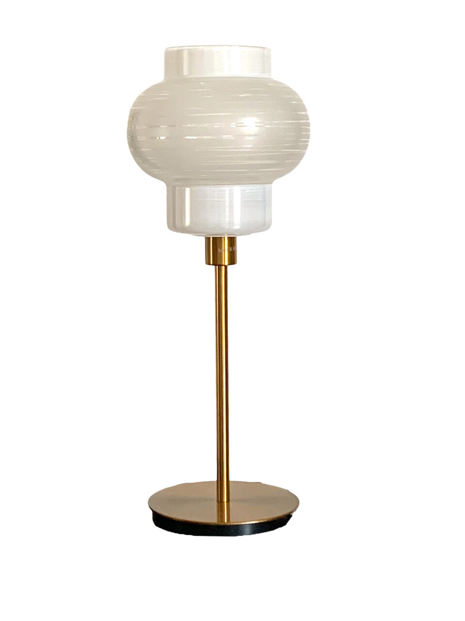 Vintage table lamp with a globe, white and gold