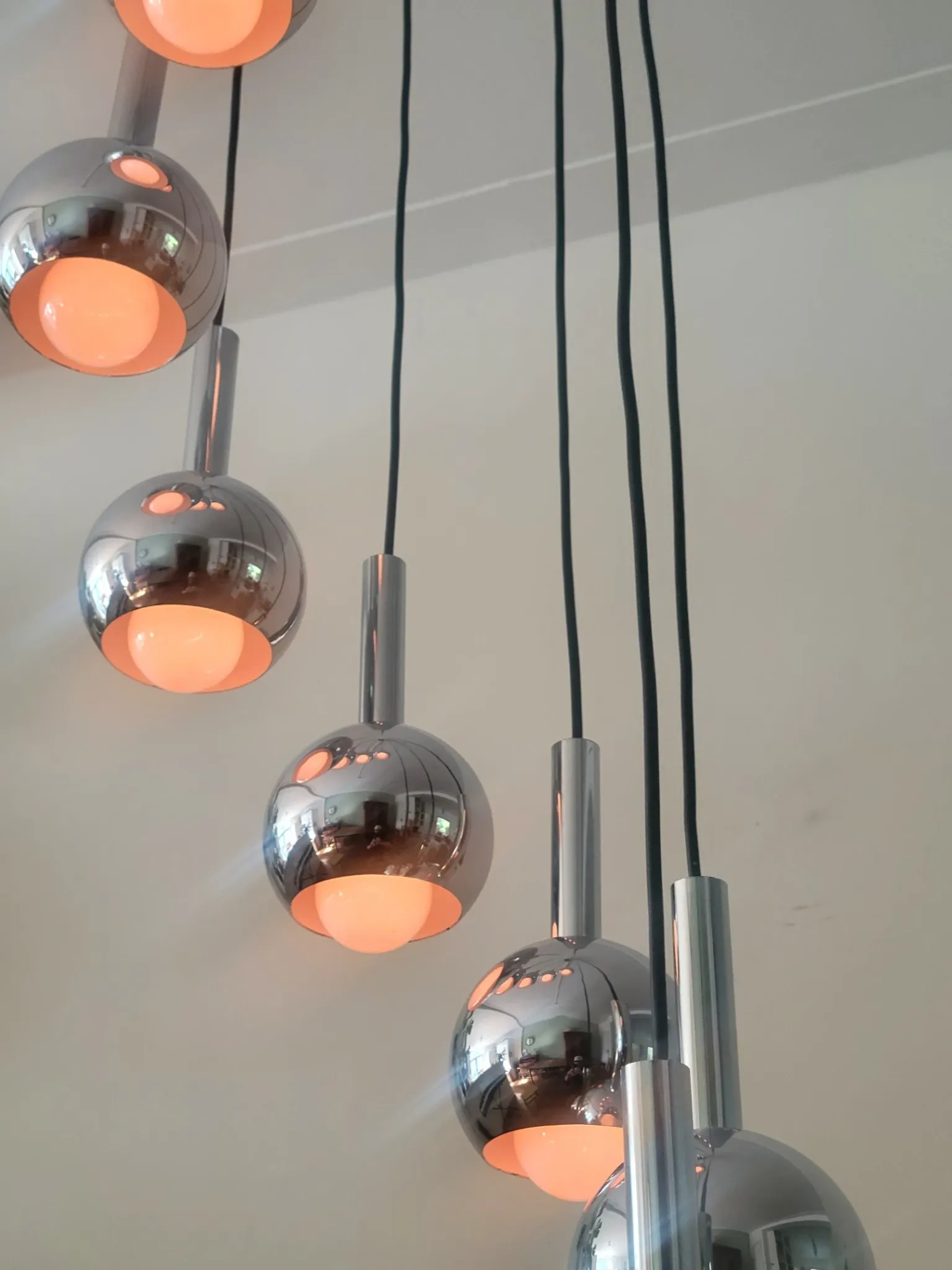 Wortmann & Filz cascade pendant lamp in chrome, Germany 1970