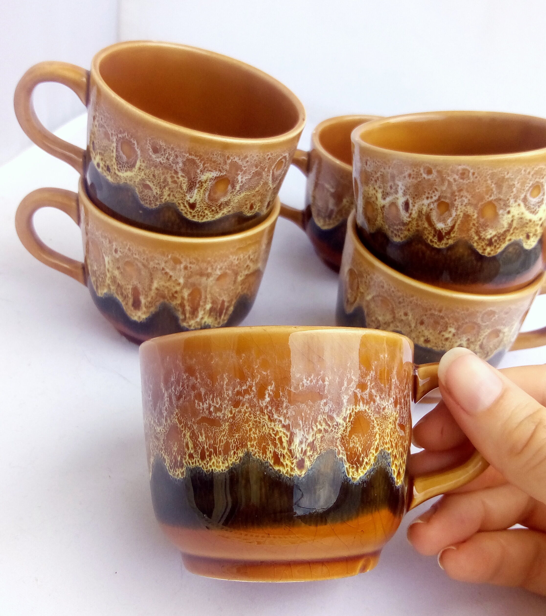 6 cups Sarreguemines model Hawaii