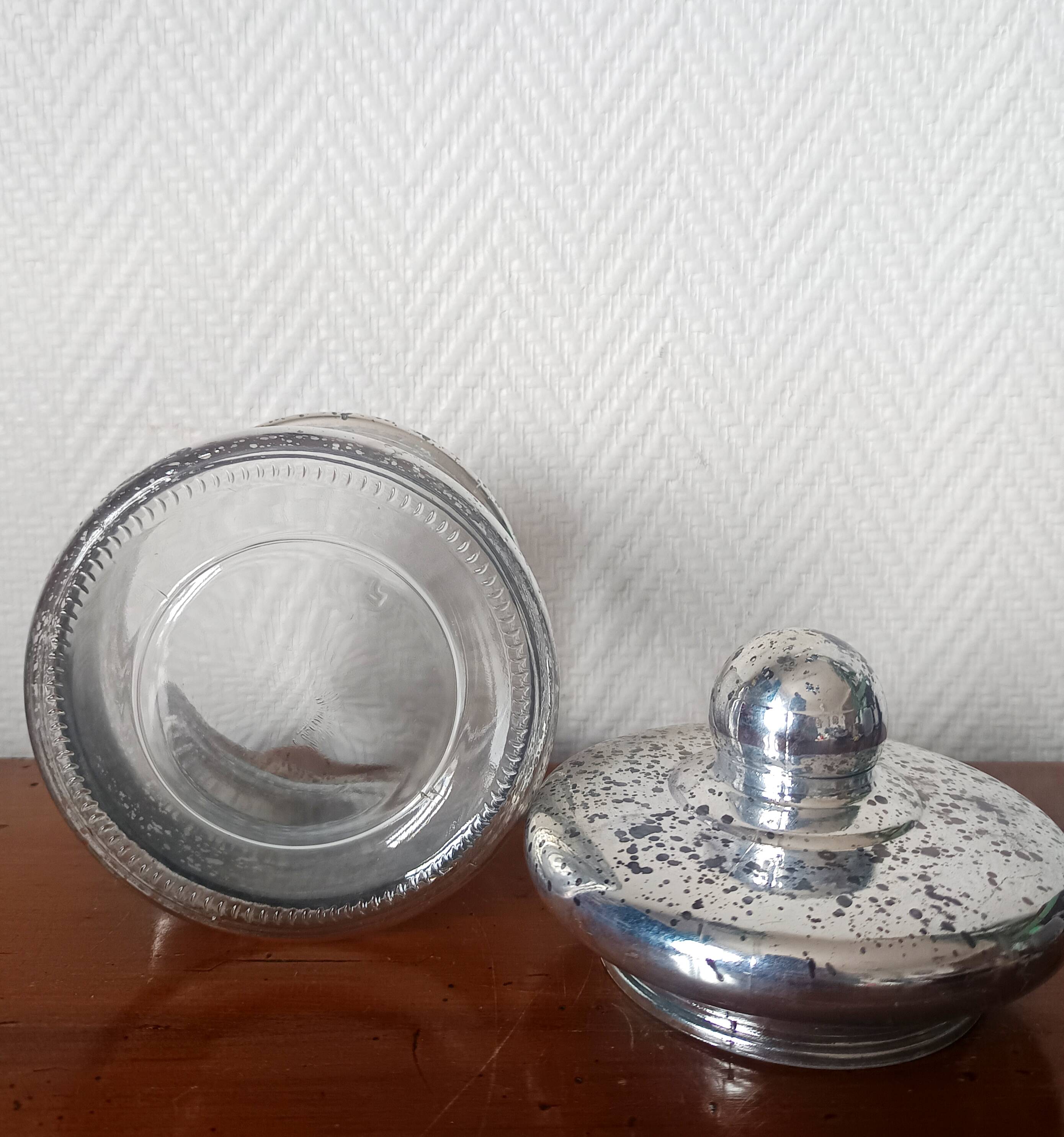 Vintage candy dish in reverse-painted glass