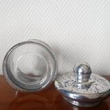 Vintage candy dish in reverse-painted glass