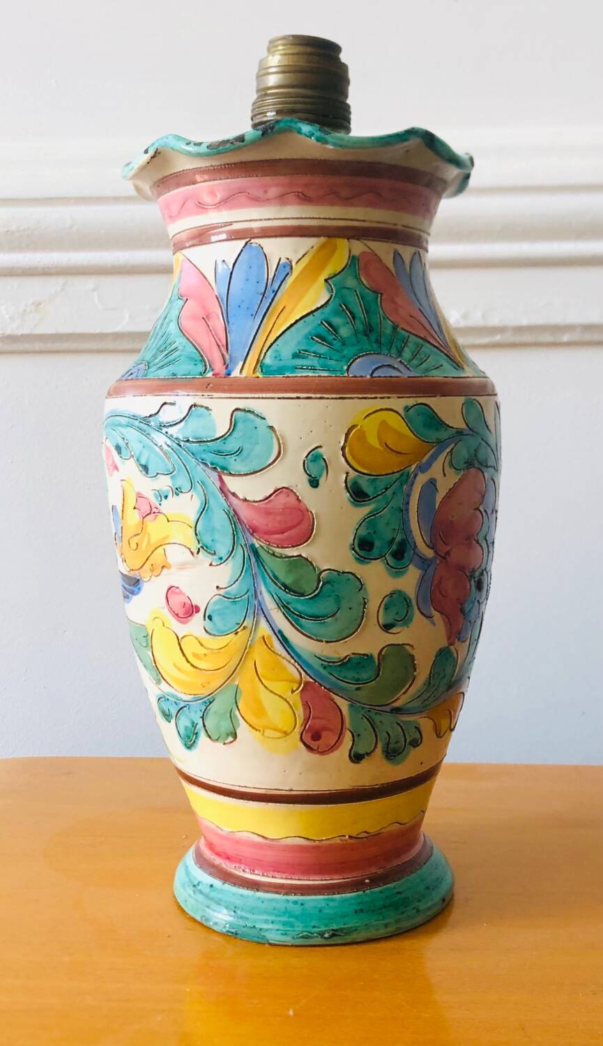 Majolica Italy ceramic lamp base