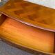 Curved bow commode Louis XV in solid wood and marquetry from the 1960s of the 20th century.