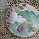 6 Antique plates in Saint Amand slip, ironstone, asparagus