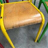 Suite of 10 metal and wood community chairs