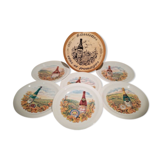 6 plates decoration cheese and wine porcelain Germany