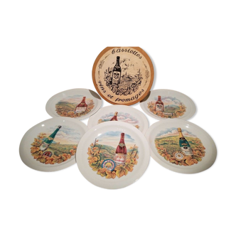 6 assiettes décor  fromage et  vin porcelaine Germany