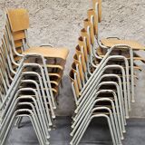 Lot of 18 vintage stackable bistro chairs 1970