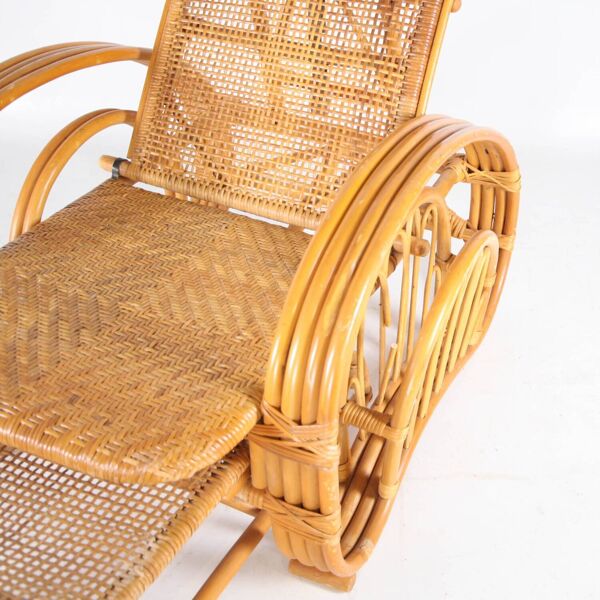 Chaise longue en rotin