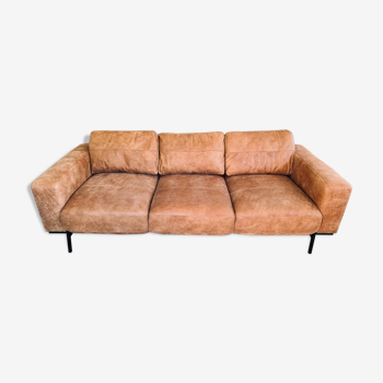 Industrial-style leather sofa