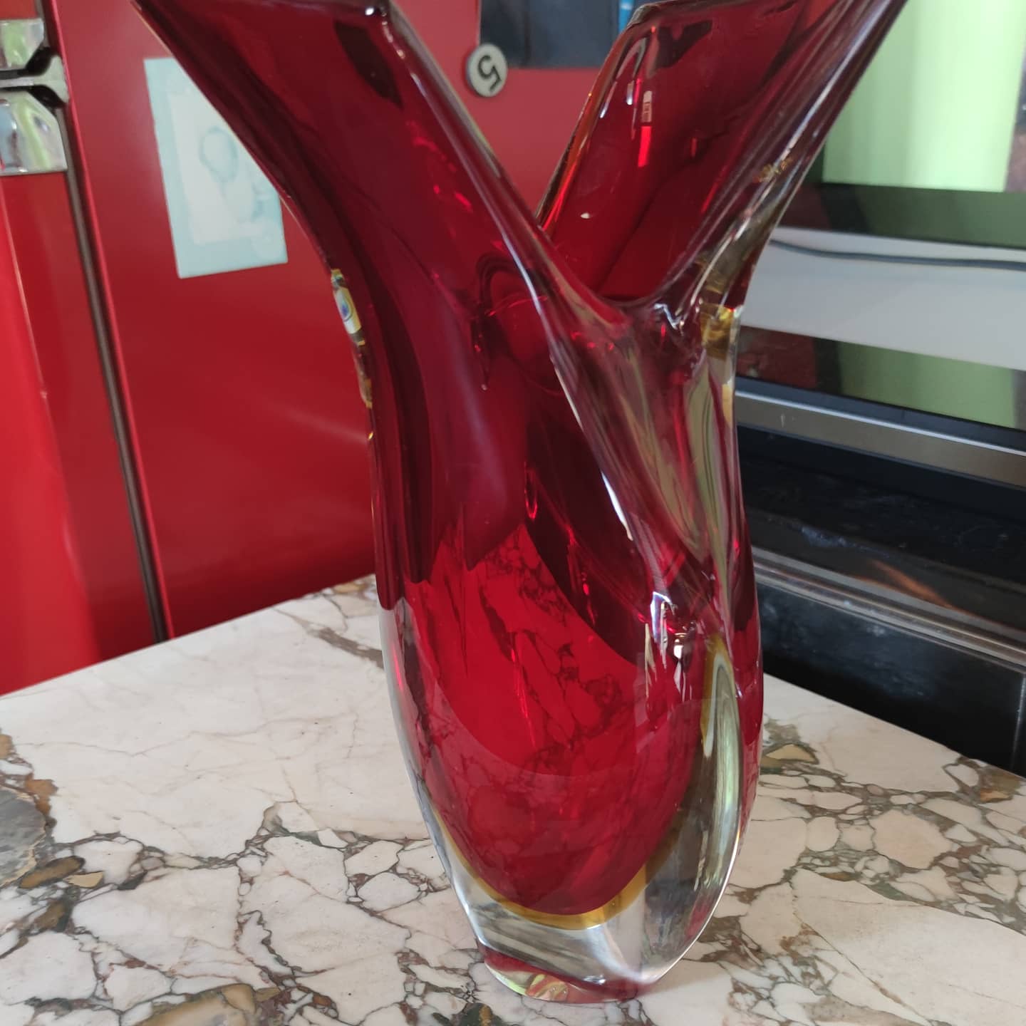 Murano crystal vase in three colors, circa 1970