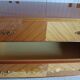 3-drawer chest of drawers - 60s - vintage - marquetry effect - spinning top feet