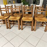 Set of 8 Charles Dudouyt Brutalist Dining Chairs 1960