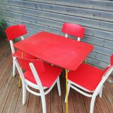 Set of 4 chairs and a vintage table, 70s