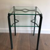 Pair of wrought iron sofa ends and glass tops
