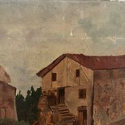 Castle of the Cathar country, oil on old canvas