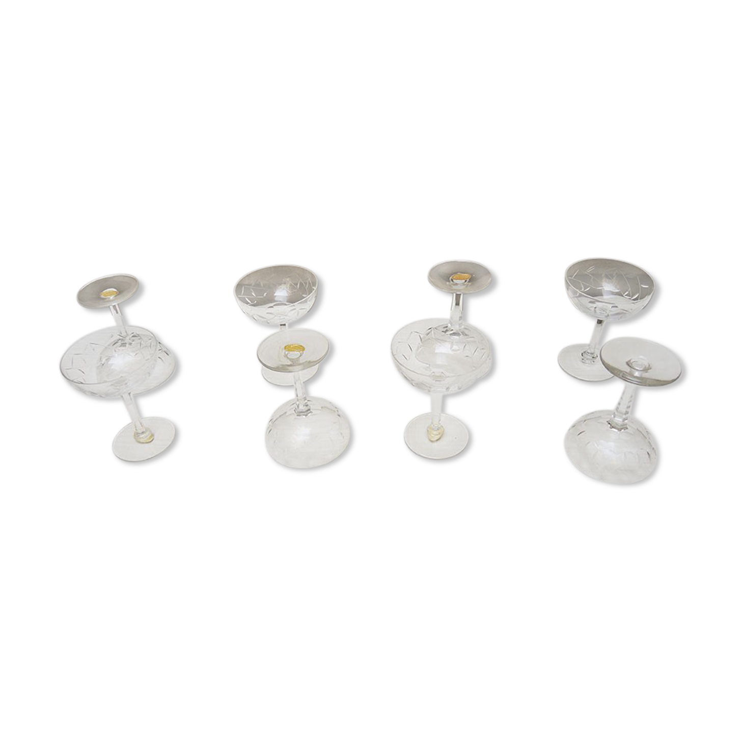 8 old champagne cup cristallerie lemberg lorraine
