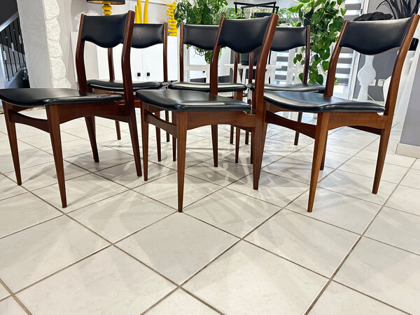 Suite de 6 chaises Teck scandinave design 1970