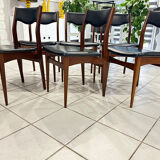 Set of 6 Scandinavian teak chairs, 1970s design.