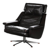 Vintage Danish mid-century Werner Langenfeld leather lounge chair 1970s