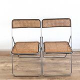 Pair of folding cane chairs