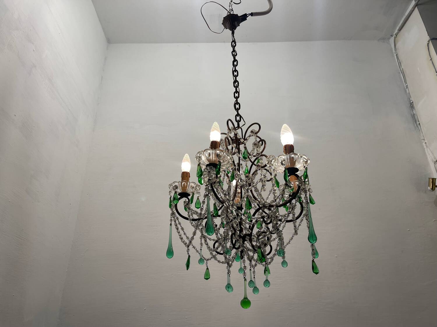 Green Murano Macaroni Chandelier 1950’s