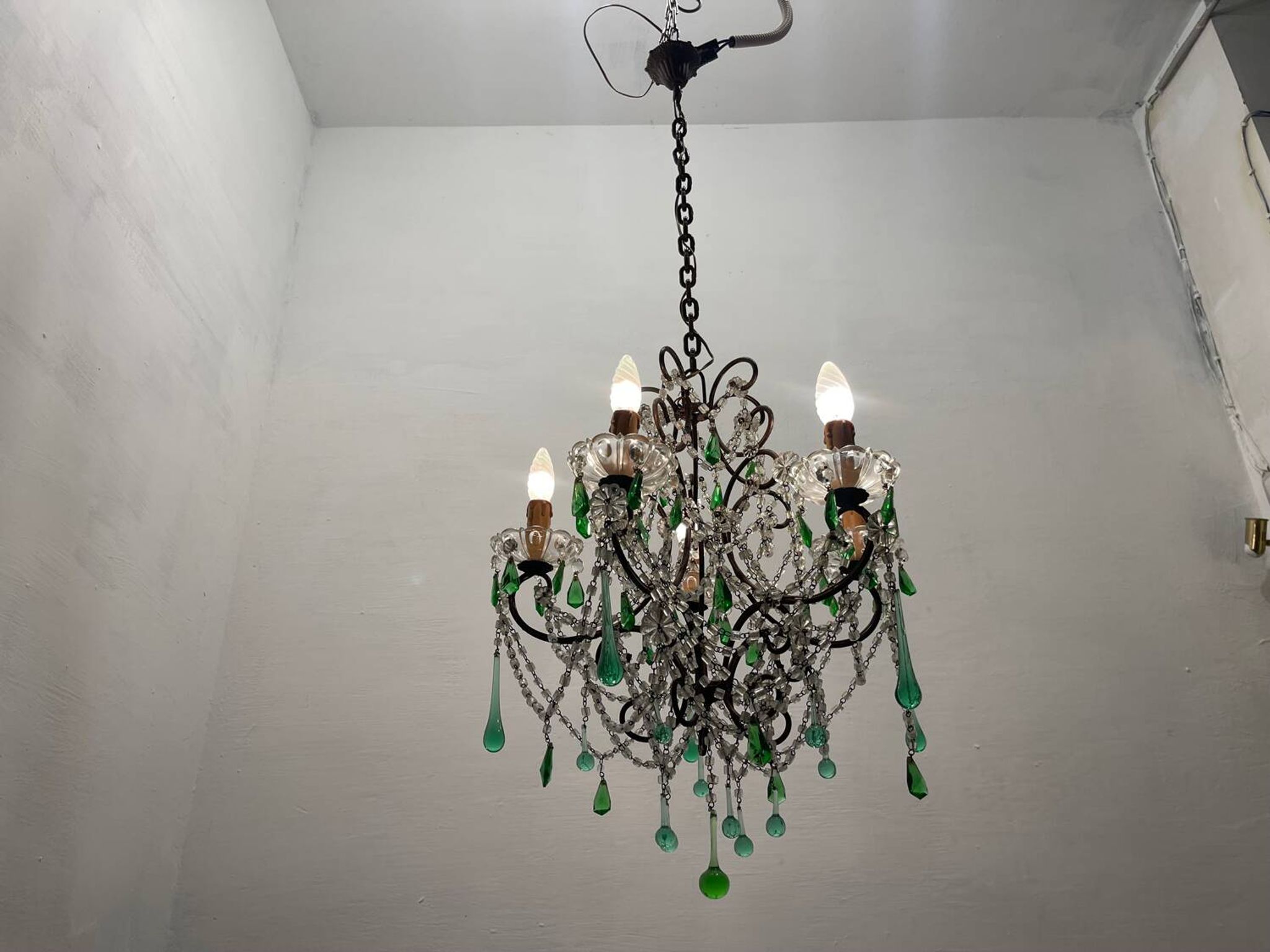 Green Murano Macaroni Chandelier 1950’s