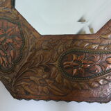 Bevelled handmade mirror in old repulsed copper - 54x45cm