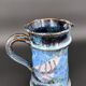 Blue foam glazed stoneware pitcher—Signed art ceramic