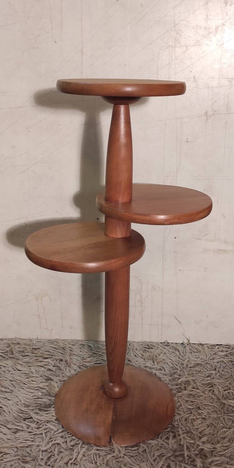 Art Deco pedestal table in varnished solid wood - 1940s