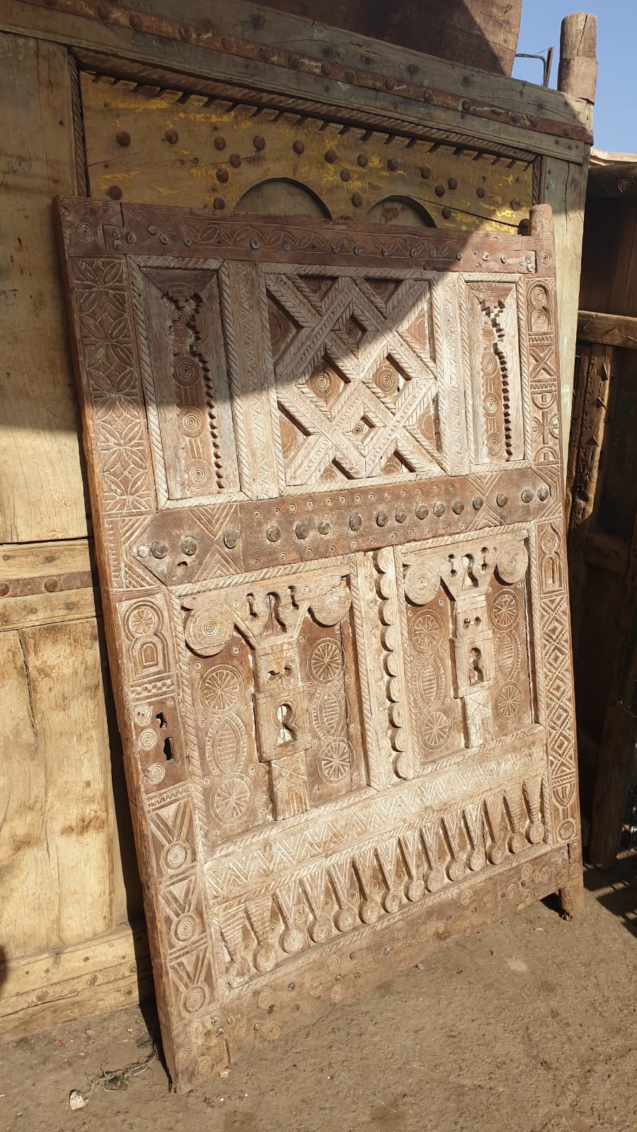 Old Berber door carved from solid wood