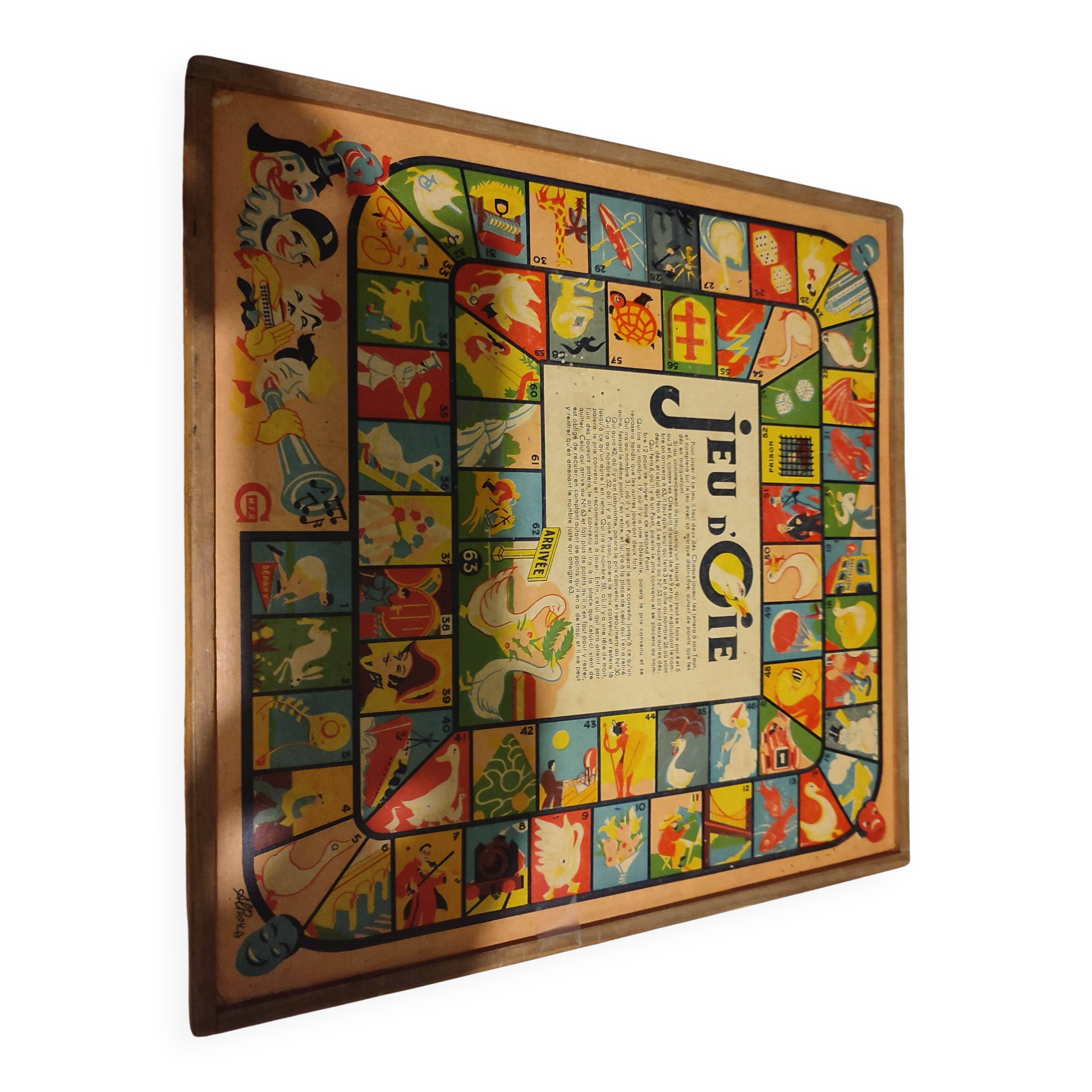 Antique Wooden Multi-Game Box - Ludo - Game of the Goose - Checkers