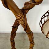 Old bamboo and rattan floor lamp design 60s Louis Sognot vintage lamp