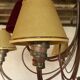 Italian chandelier 10 fires in patinated wrought iron burgundy and gold