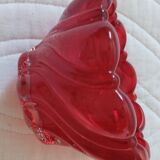 Vintage red blown glass ashtray empty pocket